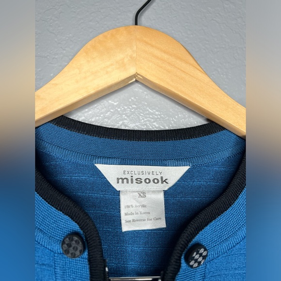 Misook Zip Up Cardigan Sweater in Blue Black Size XS - Picture 2 of 3